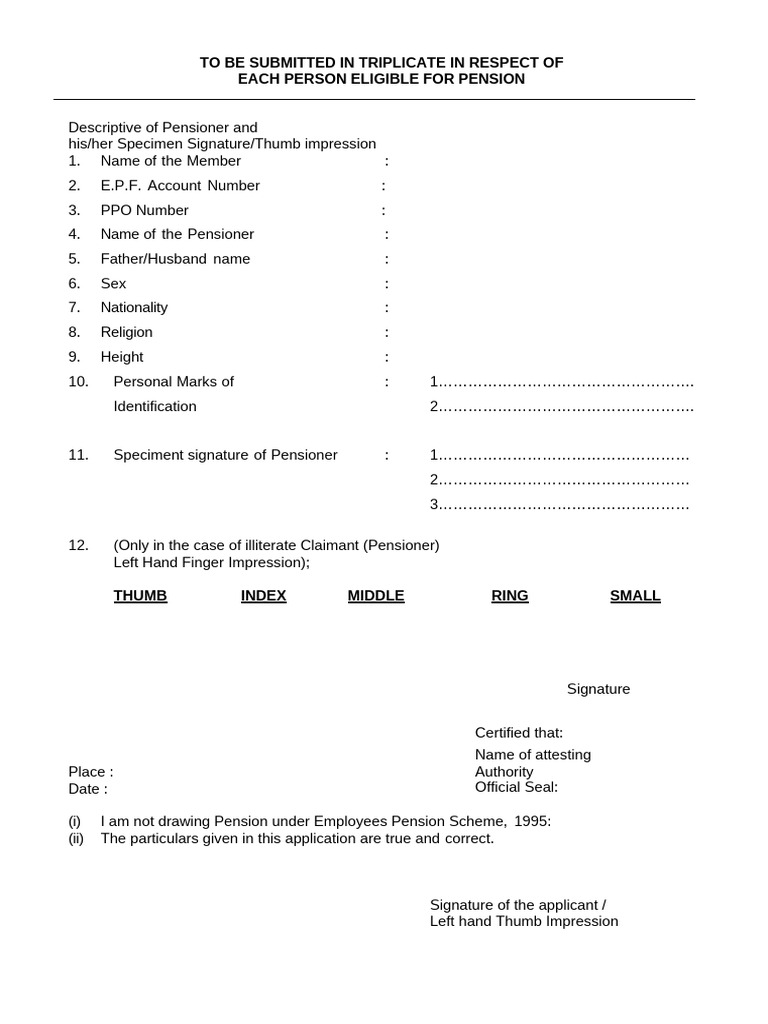 Pension Application Requirements Checklist | PDF