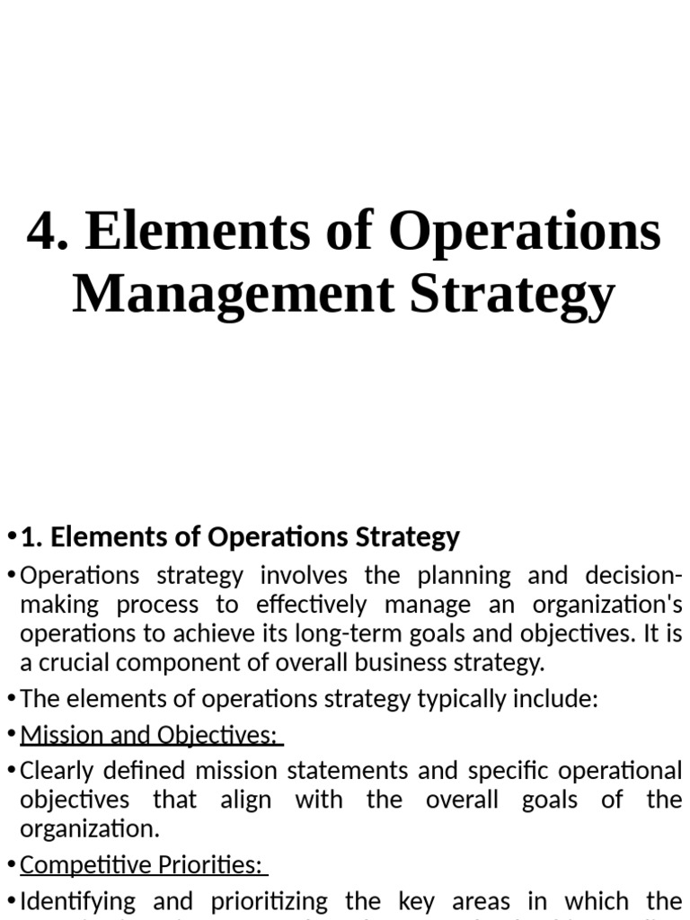 4. Elements of Operations Management Strategy | PDF | Supply Chain ...