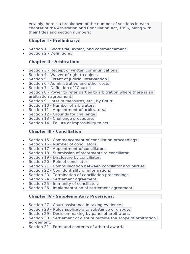 Arbitration and Conciliation Act 1996 Overview | PDF | Arbitration ...