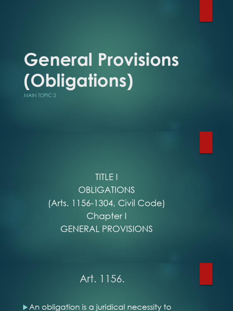 General Provisions On Obligations | PDF | Law Of Obligations | Indemnity