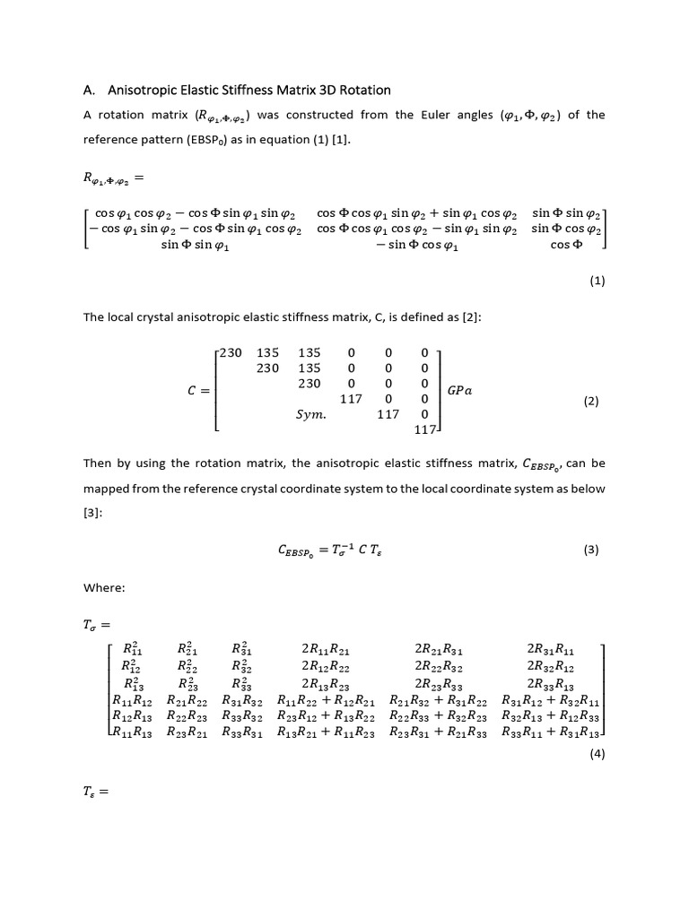 Anisotropic Elastic Stiffness Matrix 3D Rotation | PDF | Linear ...
