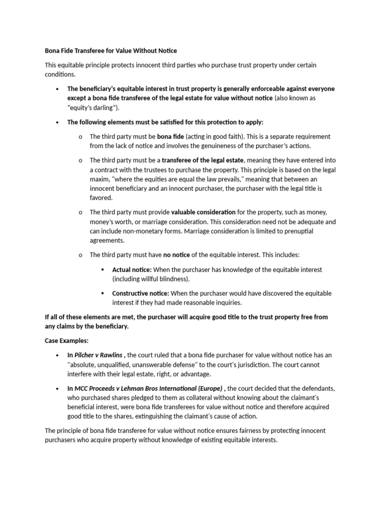 Bona Fide Transferee Principles Explained | PDF | Common Law | Private Law