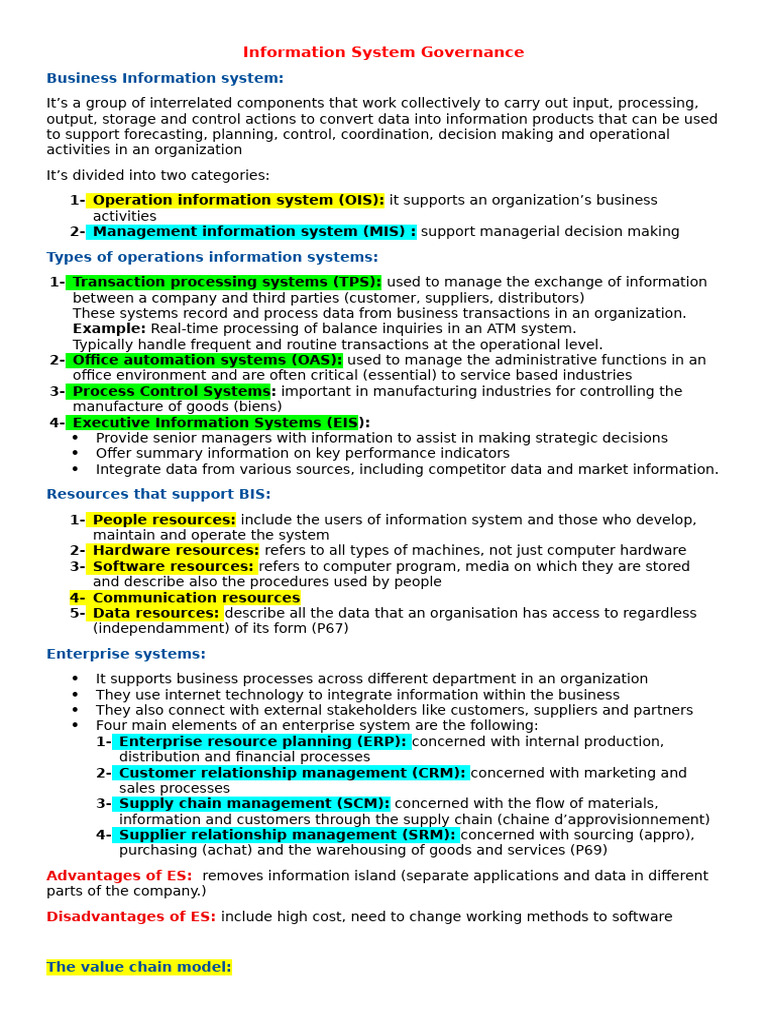 Information System Governance | PDF | Databases | Enterprise Resource ...