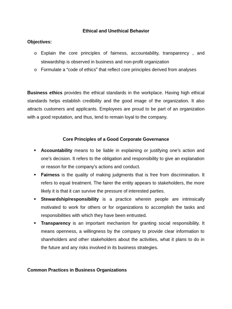 Lesson 2 Ethical and Unethical Behavior | PDF | Business Ethics | Business