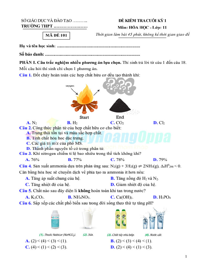 Hs Bo 10 de Cuoi Ki I Hoa 11 - 1600 - PDF - Gdrive.vip | PDF