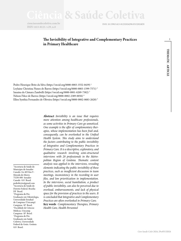 Invisibility of Complementary Practices in Healthcare | PDF