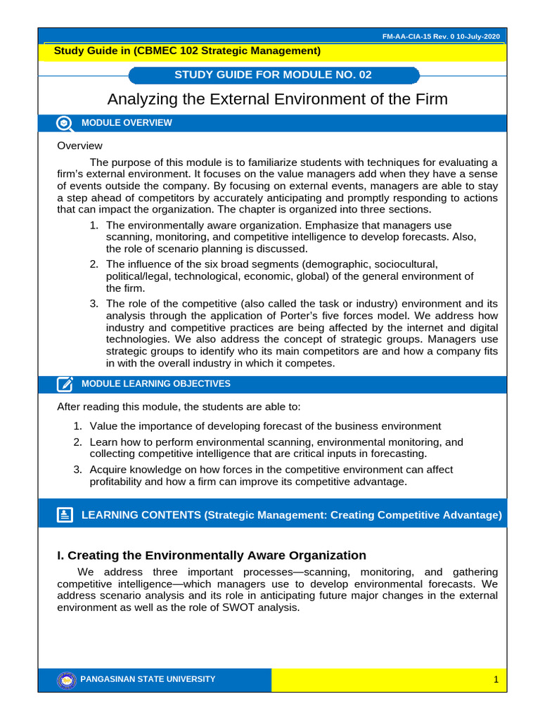 Strategic Management Essentials | PDF | Swot Analysis | Strategic ...