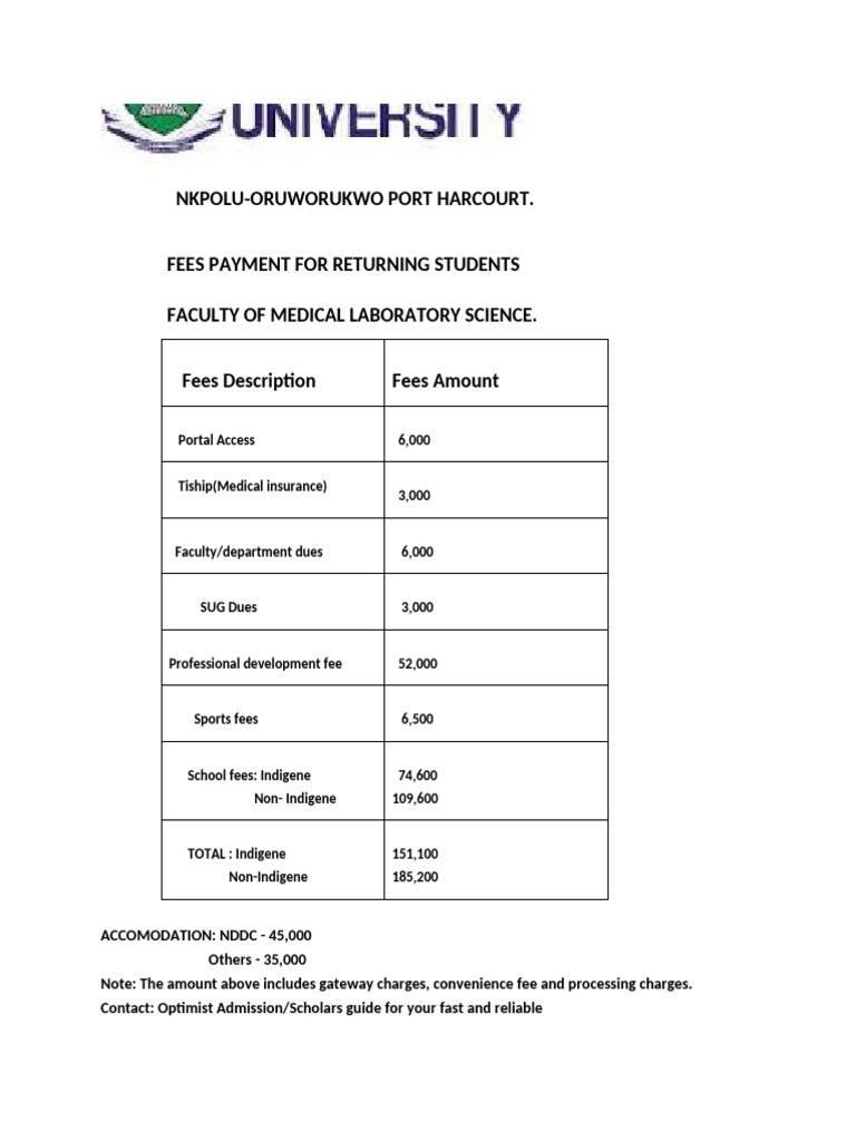 Port Harcourt Medical Lab Fees 2023 | PDF