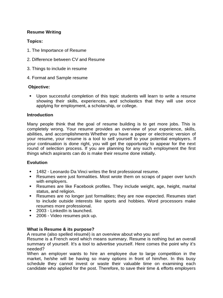 Chapter-2 Resume Building | PDF | Résumé