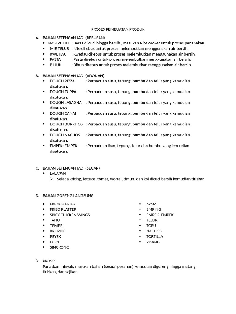 Proses Pembuatan Produk | PDF