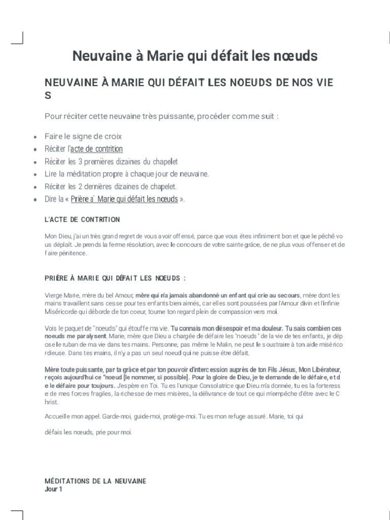 Neuvaine Marie Qui Dfait Les Nuds Phoenix | PDF
