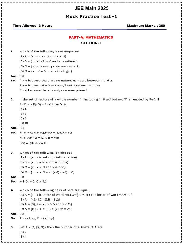 Set Theory and Mathematical Problems | PDF | Mole (Unit) | Molecules