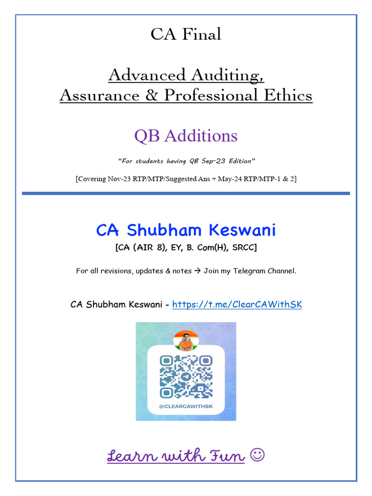 1 - CA Final Audit QB Additions File | PDF | Audit | Going Concern
