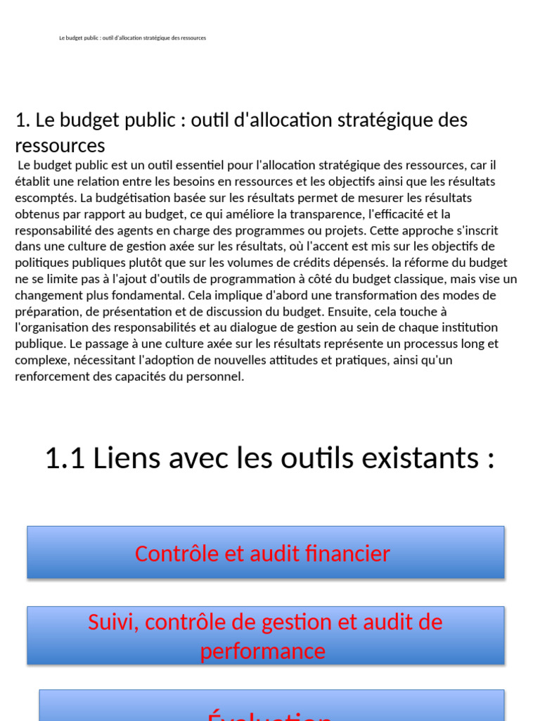 Présentation | PDF | Budget | Audit