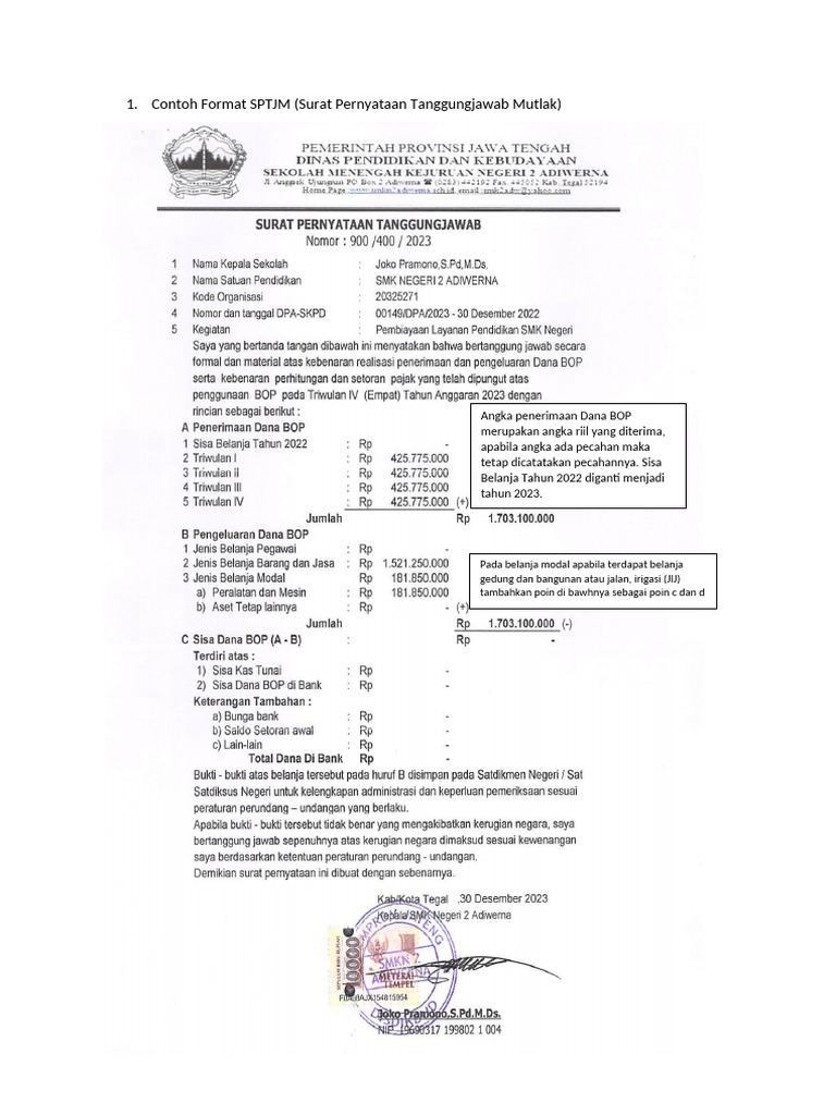 Format SPTJM dan BA 2024 | PDF