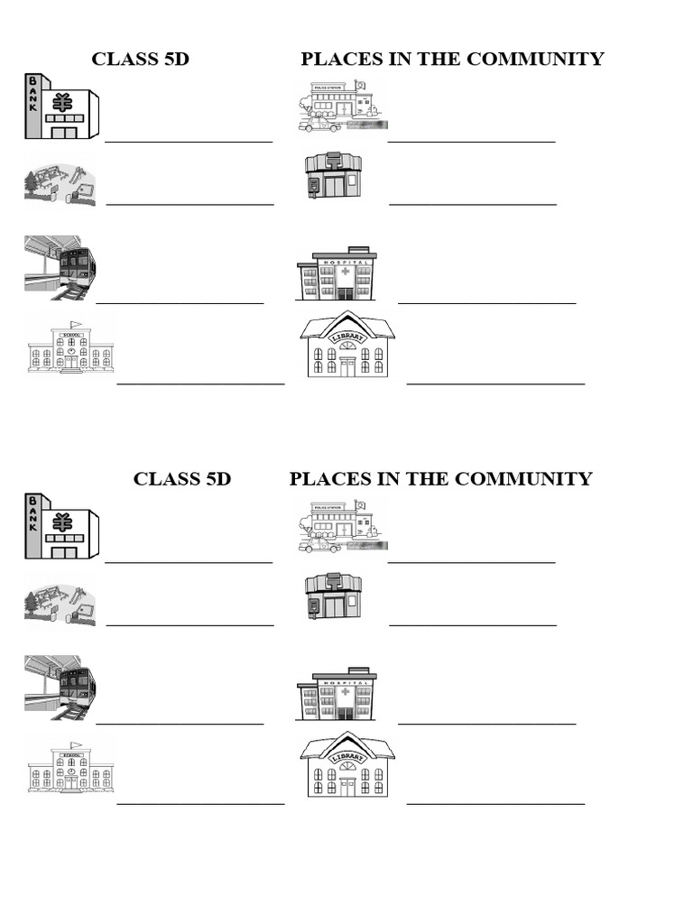 Community Places for Class 5D | PDF