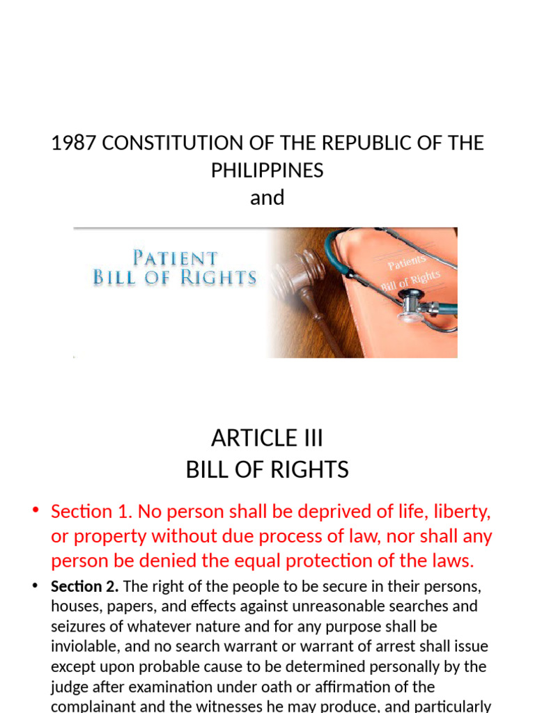 Philippine Bill of Rights 1987 | PDF | Search And Seizure | Patient
