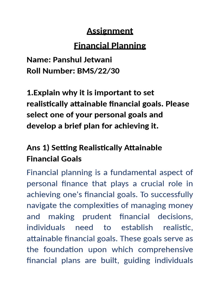 Importance of Realistic Financial Goals | PDF | Life Insurance | Insurance