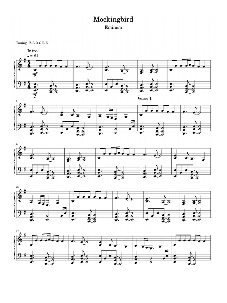 Mockinbird - Eminem-Piano Version | PDF
