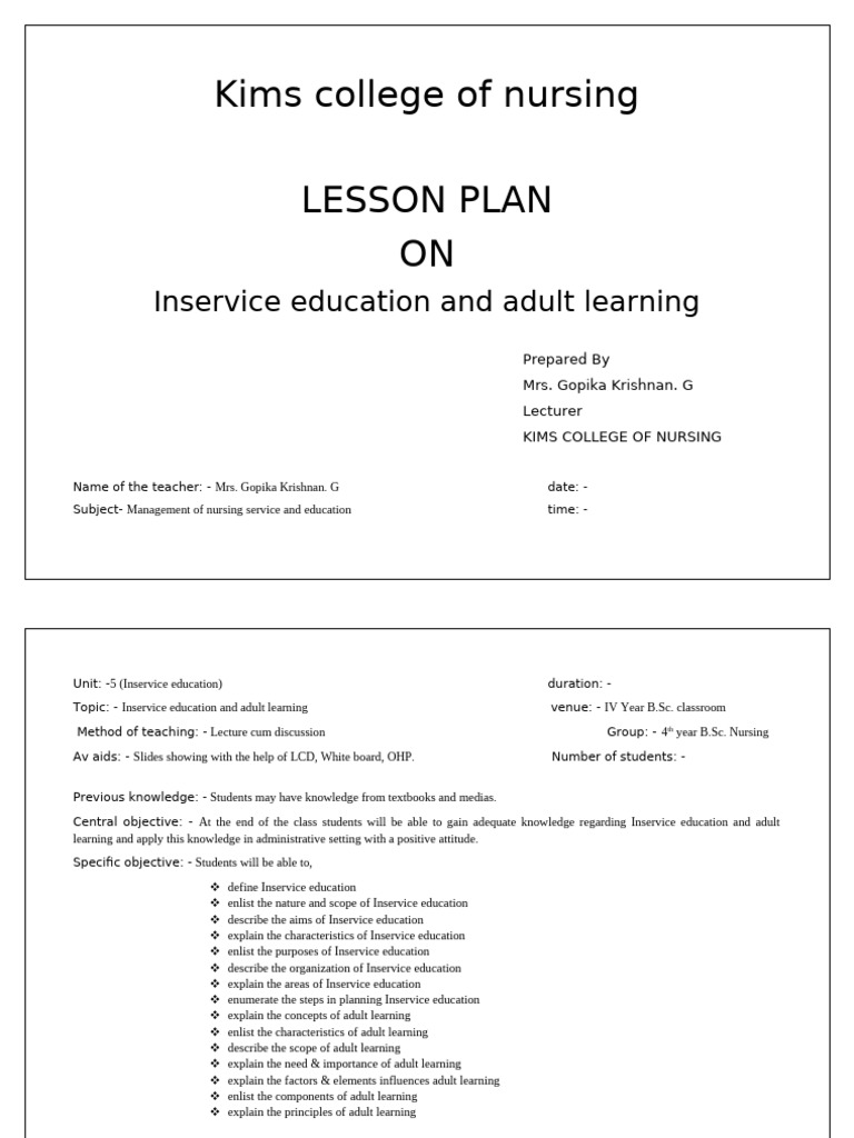 Inservice Education for Nursing Students | PDF | Nursing | Adult Education
