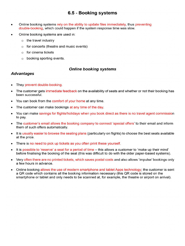 6.5 Booking Systems | PDF