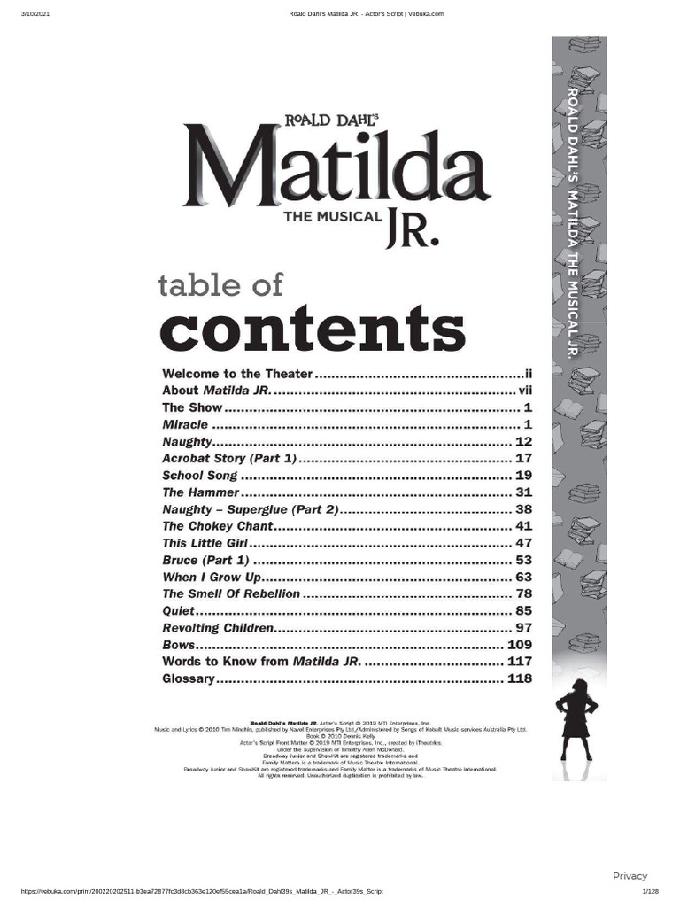 Matilda JR. Actor's Script Download | PDF