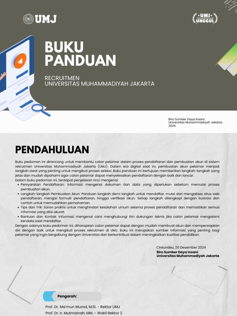 Panduan Pendaftaran Akun UMJ 2024 | PDF