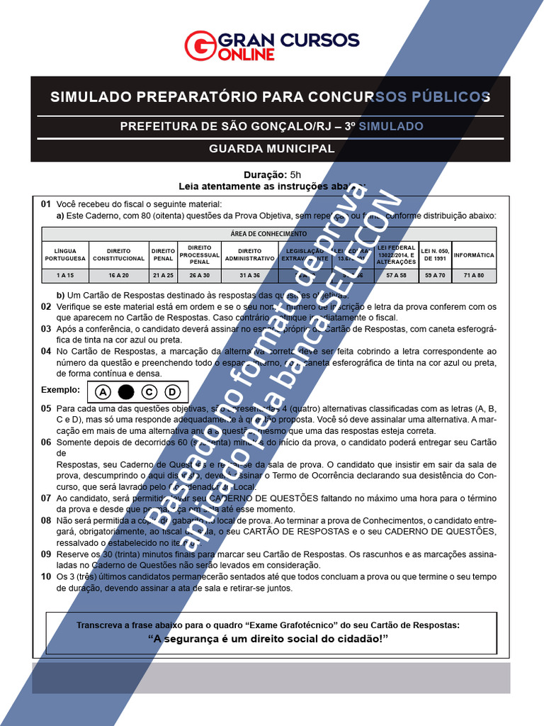SELECON. - Prefeitura de São Gonçalo - Guarda Municipal - 3º Simulado ...