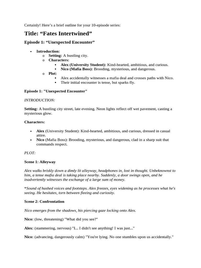 Fates Intertwined: Episode 1 Outline | PDF | Plot (Narrative)