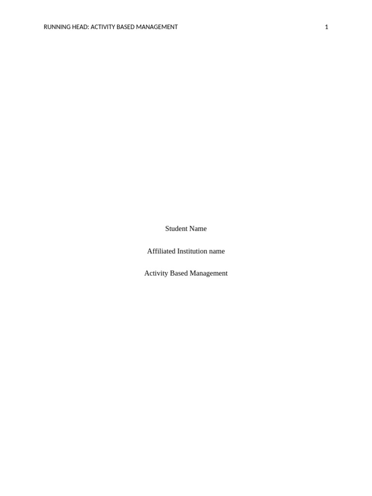 Activity Based Management for Cost Efficiency | PDF | Profit (Economics ...