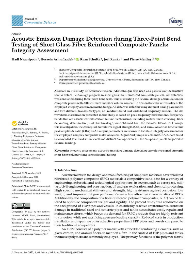 Acoustic Emission Damage Detection | PDF | Composite Material | Fibre ...