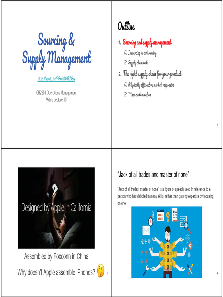 Sourcing and Supply Management Insights | PDF | Outsourcing | Supply Chain