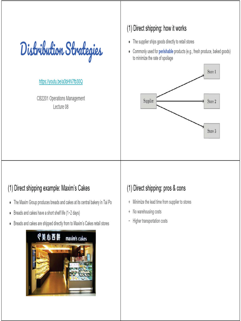 Lecture+08+Slides+for+Distribution+Strategies | PDF | Warehouse | Inventory