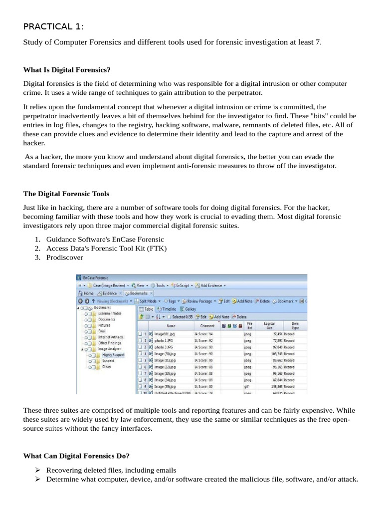 Practical 1 | PDF | Digital Forensics | Computer File