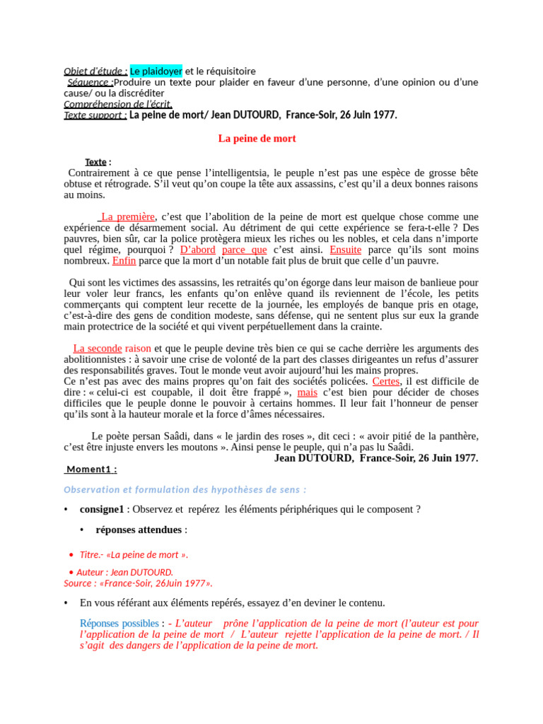 Plaidoyer pour la peine de mort | PDF | Peine capitale