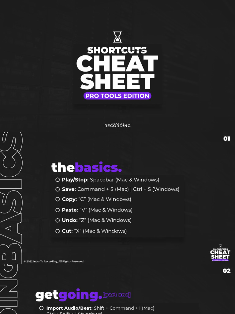 Pro Tools Shortcuts Cheat Sheet | PDF