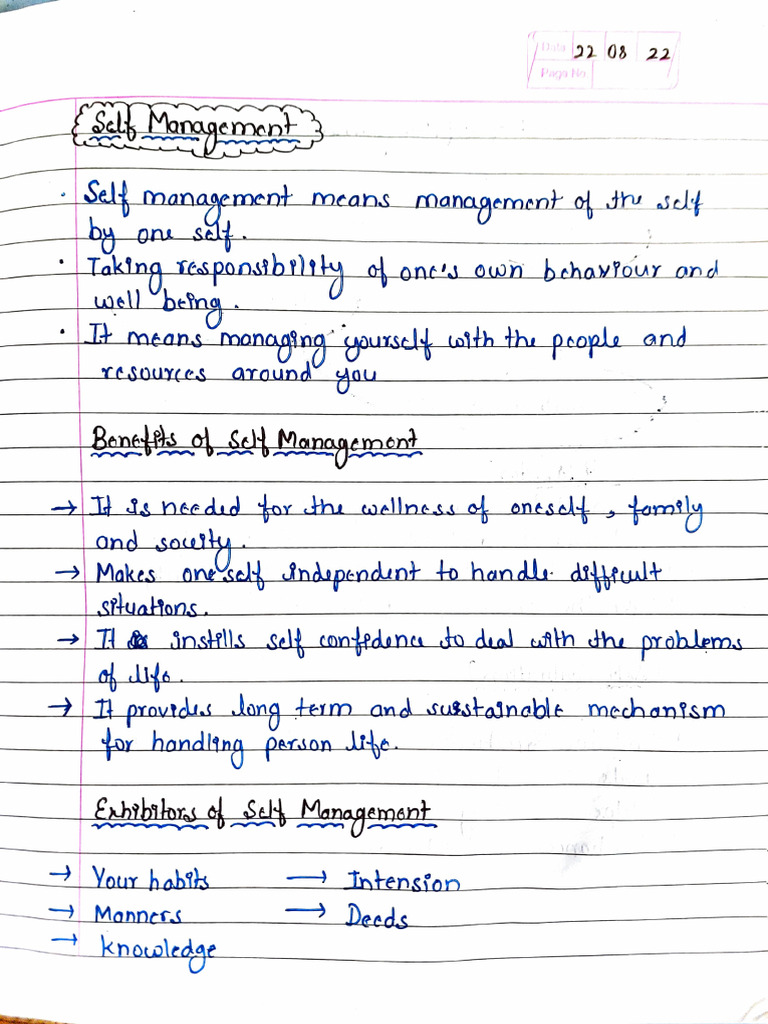 Self Management Class 9 | PDF