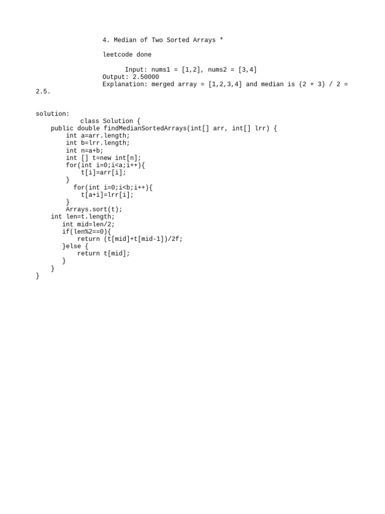 4. Median of Two Sorted Arrays | PDF