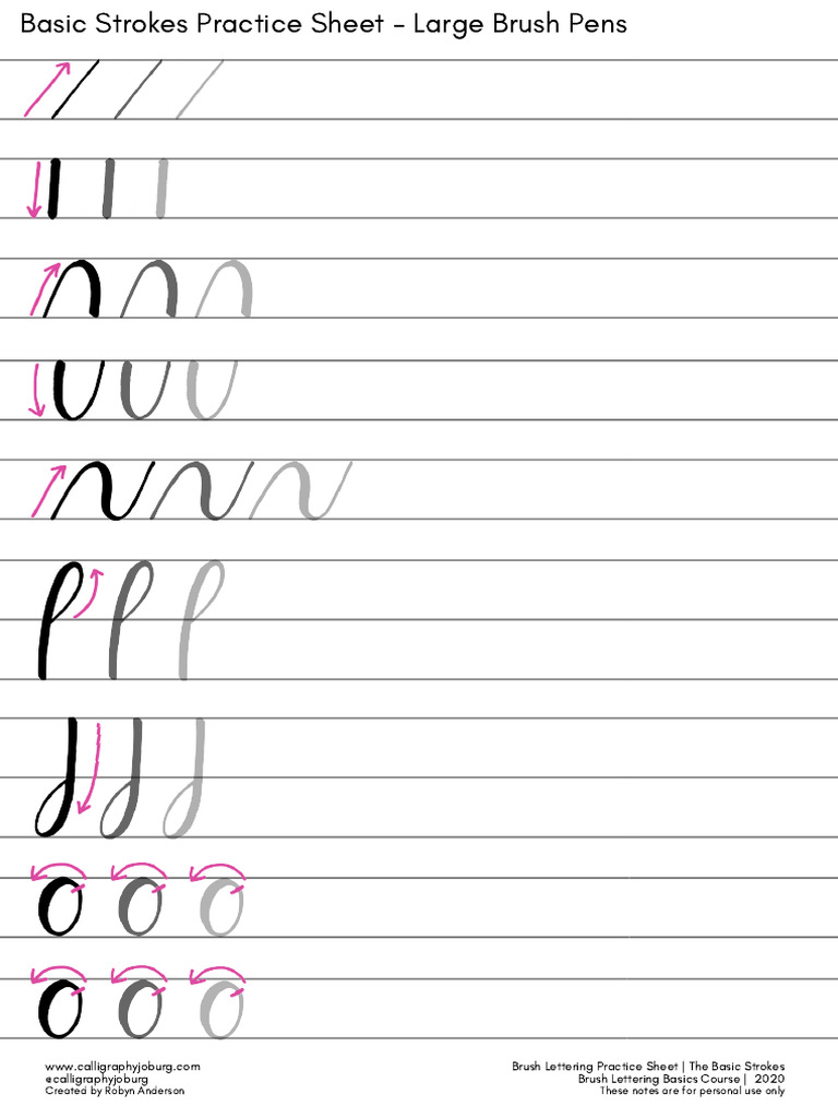 Brush Lettering Basic Strokes Sheet Pdf