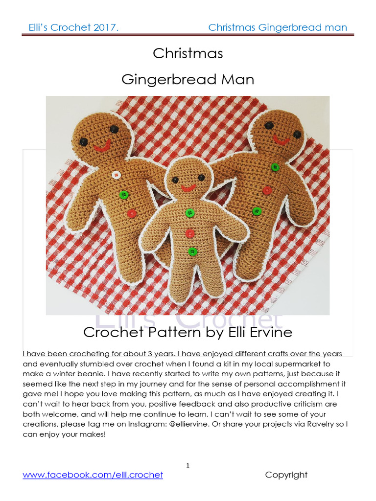 Christmas Gingerbread Man | PDF | Crochet | Embroidery