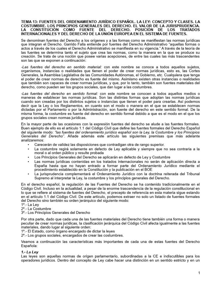 Tema 13 | PDF | Caso de ley | Fuentes del derecho