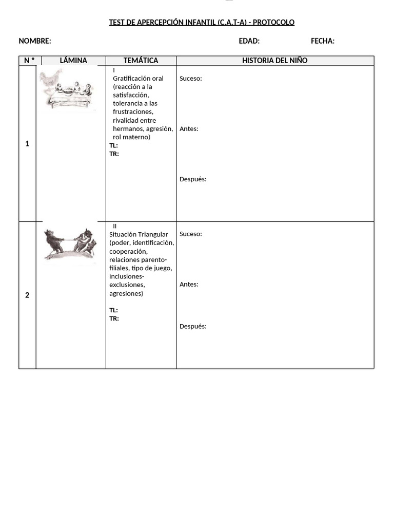 Test Cat A Protocolo Con Guia | PDF | Ciencias del comportamiento ...