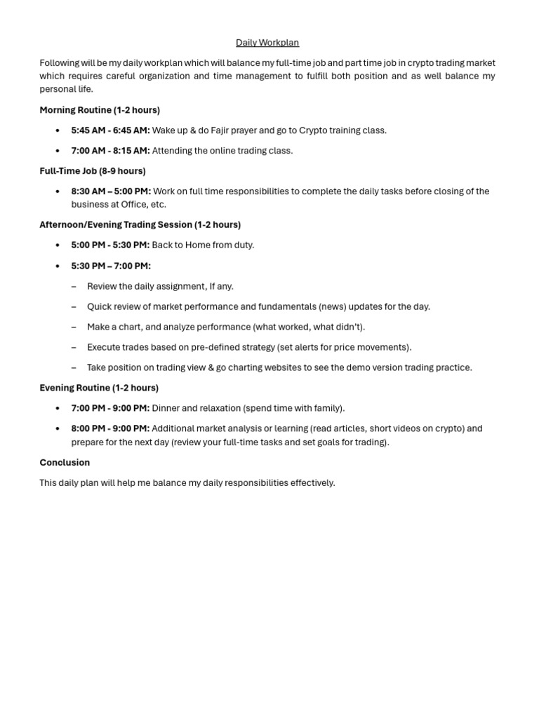 Daily Workplan | PDF