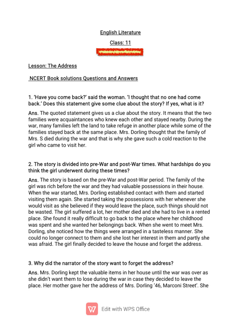 The Address QA | PDF