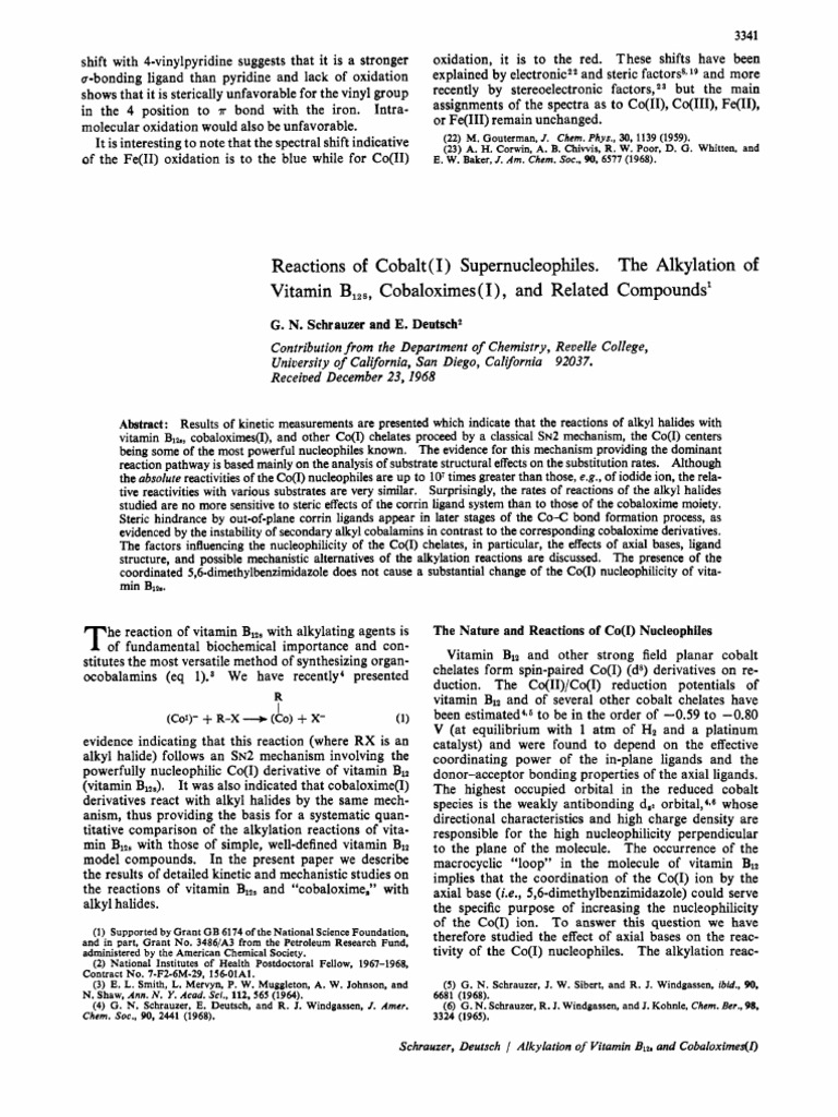 The Nature and Reactions of Co(1) Nucleophiles A Study of the