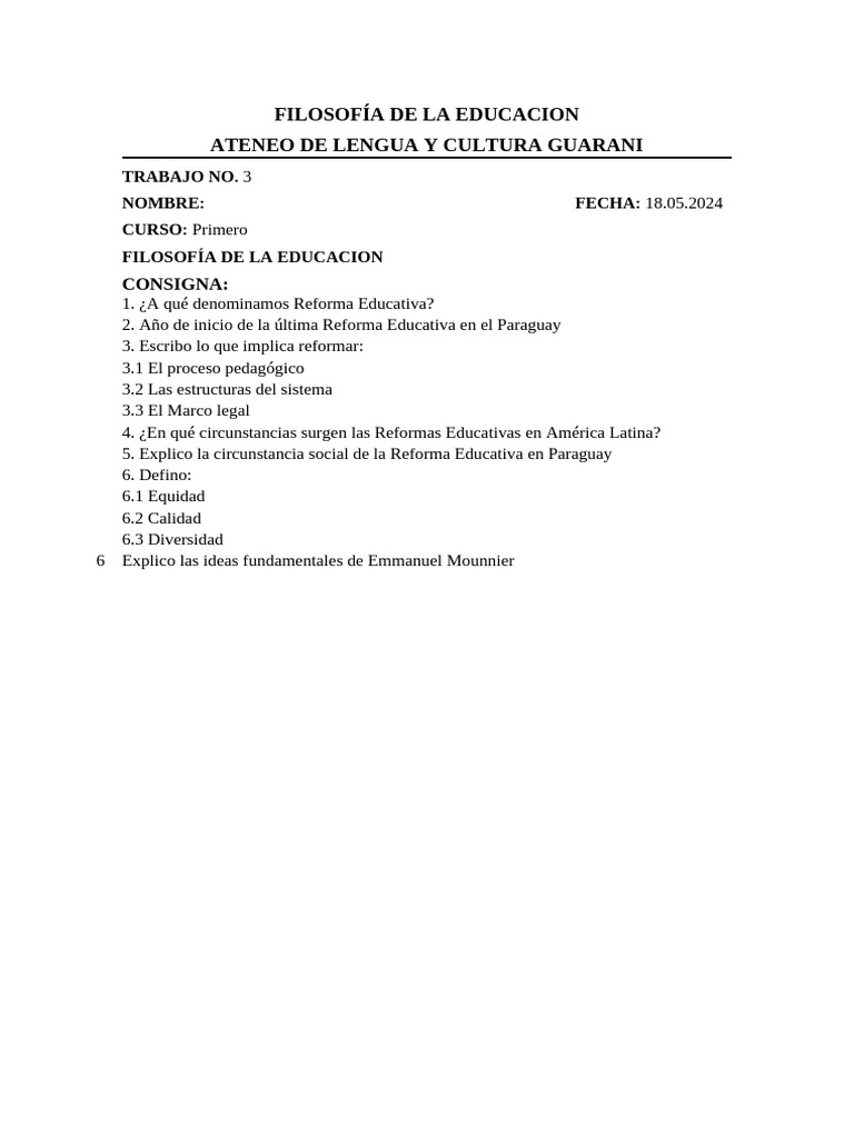 Reforma Educativa en Paraguay y América Latina | PDF