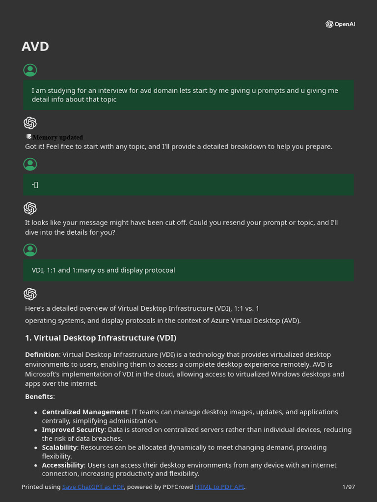 Azure Virtual Desktop: VDI, OS Models, and Protocols | PDF | Desktop ...