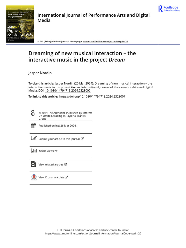 Dreaming of New Musical Interaction The Interactive Music in The ...
