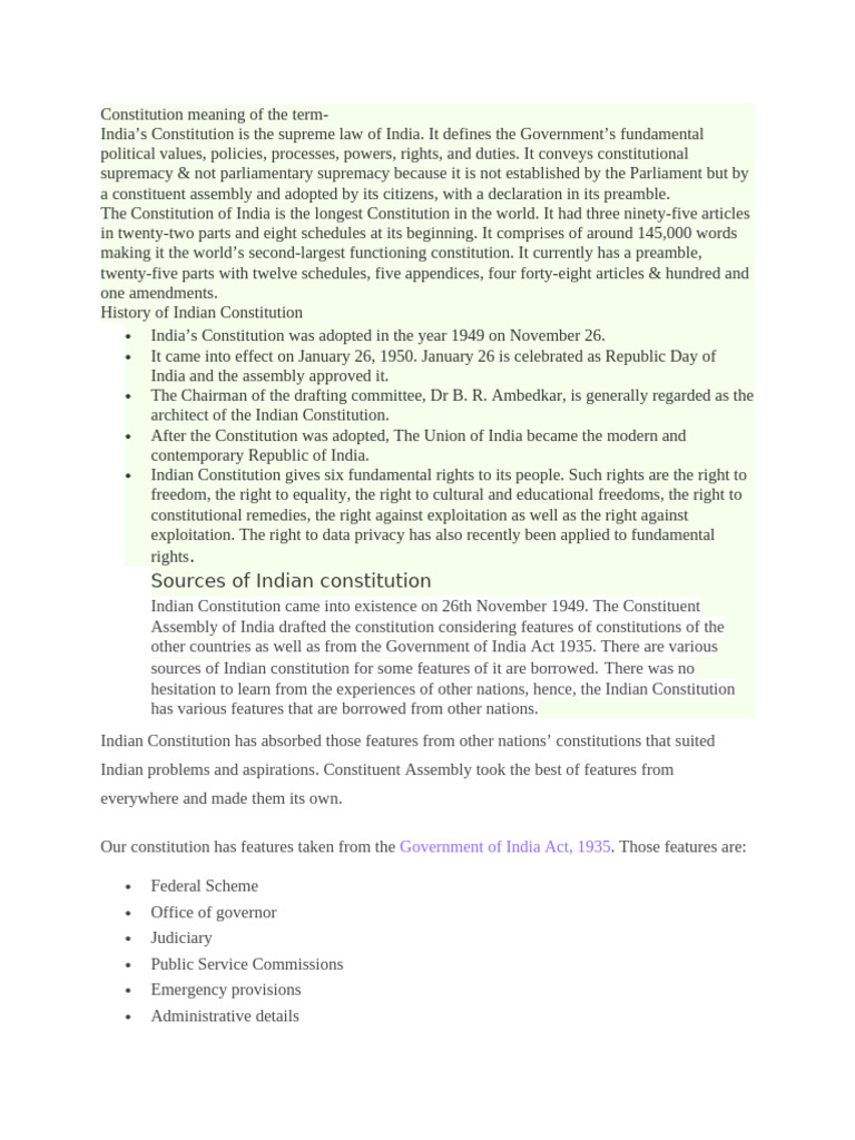 Constitution of India Module 1 | PDF | Justice | Crime & Violence