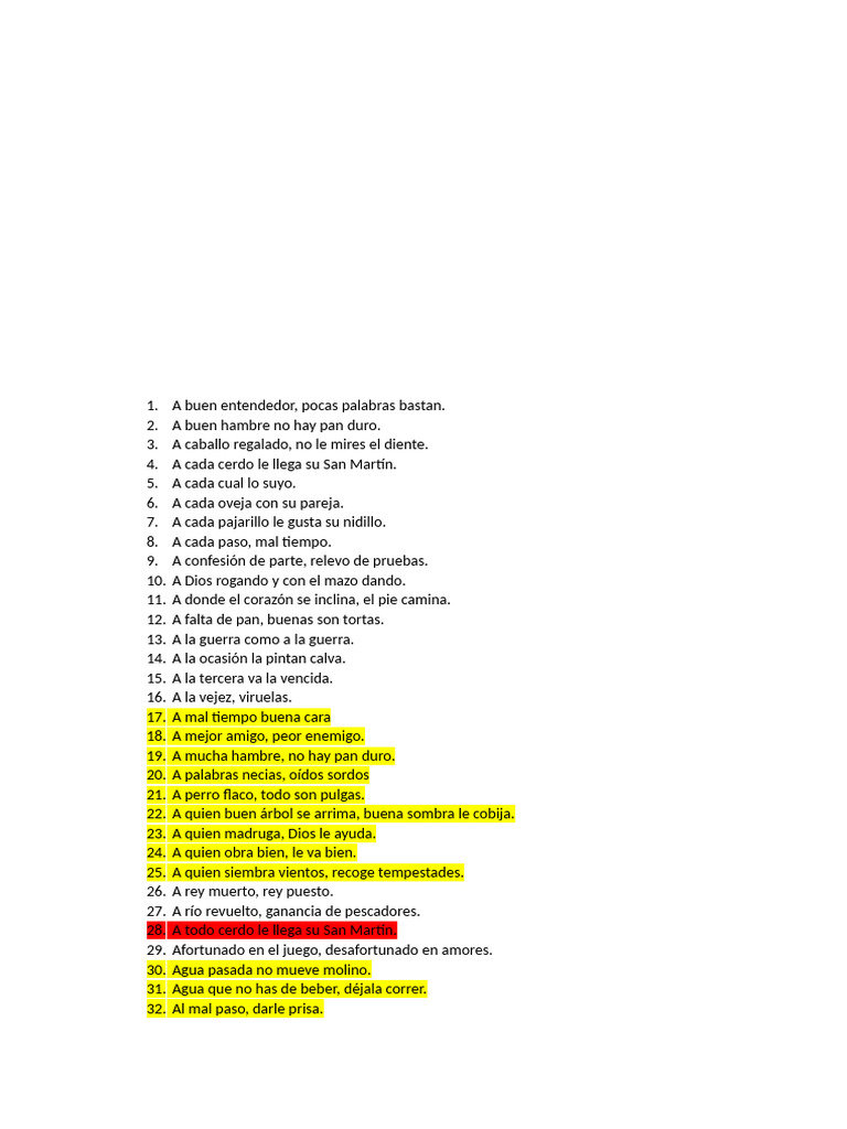 2023 08 Refranes Populares | PDF | Animales y humanos
